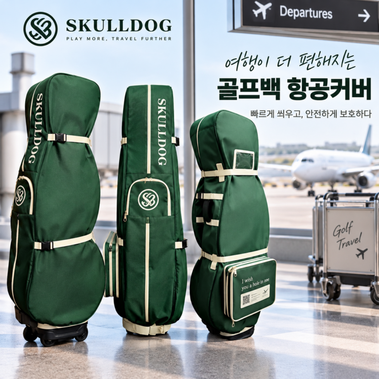 스컬독 골프백 항공커버, 2중 잠금벨트, 2단 안전벨트, 여행용 커버